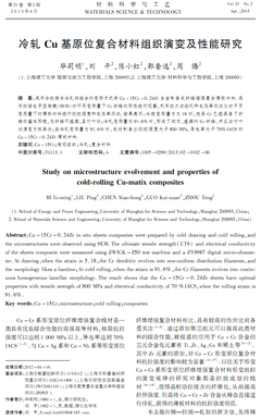 冷軋Cu基原位復合材料組織演變及性能研究